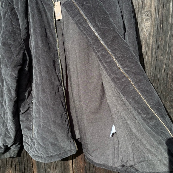 J. Jill Velvet Black Quilted Bomber Jacket - Picture 7 of 10